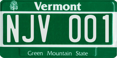 VT license plate NJV001