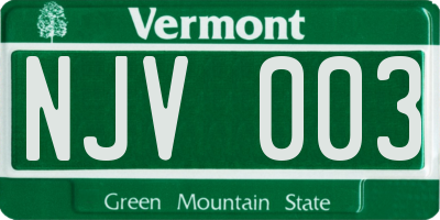 VT license plate NJV003