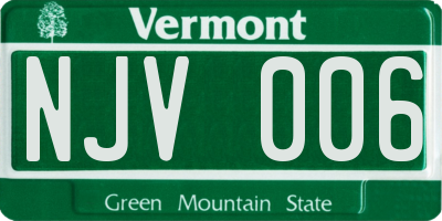 VT license plate NJV006