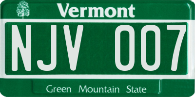 VT license plate NJV007