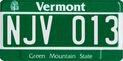 VT license plate NJV013