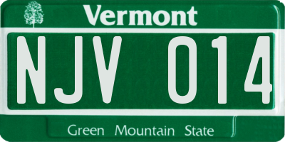 VT license plate NJV014