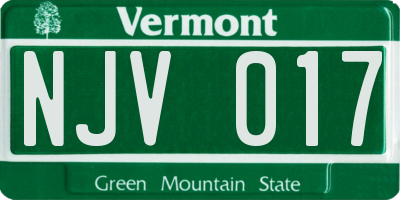VT license plate NJV017