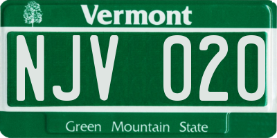 VT license plate NJV020