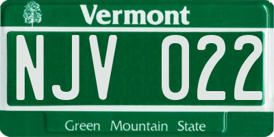 VT license plate NJV022