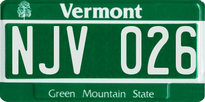 VT license plate NJV026