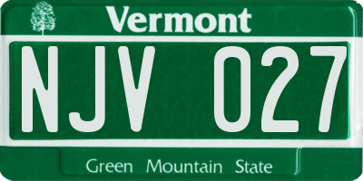 VT license plate NJV027