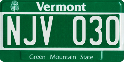 VT license plate NJV030