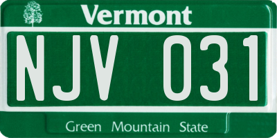 VT license plate NJV031
