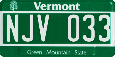 VT license plate NJV033