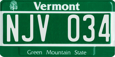 VT license plate NJV034