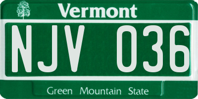 VT license plate NJV036