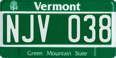 VT license plate NJV038
