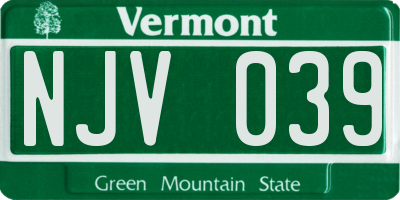 VT license plate NJV039