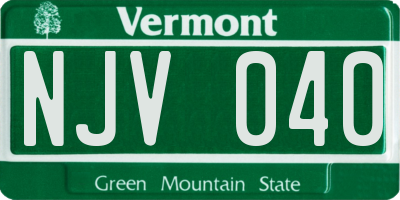 VT license plate NJV040