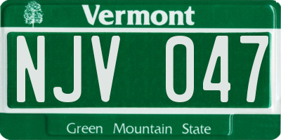 VT license plate NJV047