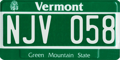 VT license plate NJV058