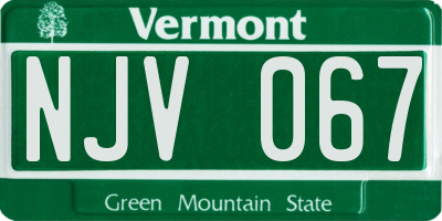 VT license plate NJV067