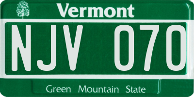 VT license plate NJV070