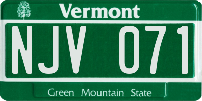 VT license plate NJV071