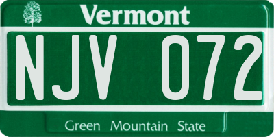 VT license plate NJV072