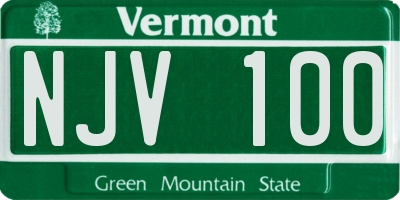 VT license plate NJV100