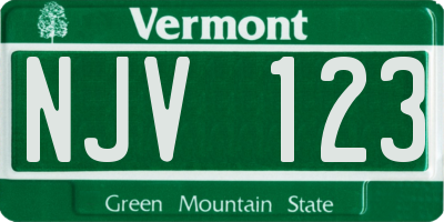 VT license plate NJV123