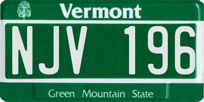 VT license plate NJV196