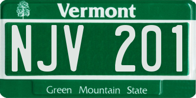 VT license plate NJV201