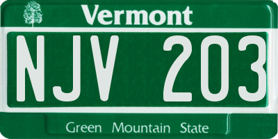 VT license plate NJV203