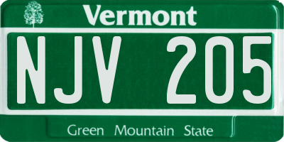 VT license plate NJV205