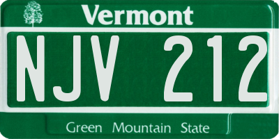 VT license plate NJV212