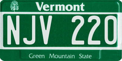 VT license plate NJV220