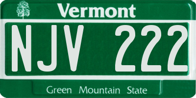 VT license plate NJV222