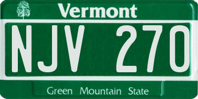 VT license plate NJV270
