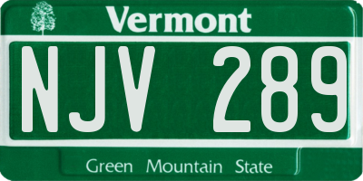 VT license plate NJV289