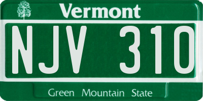 VT license plate NJV310