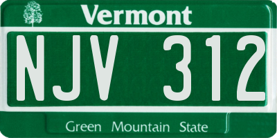 VT license plate NJV312