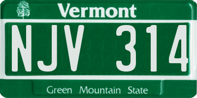 VT license plate NJV314
