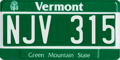 VT license plate NJV315