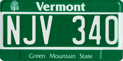 VT license plate NJV340