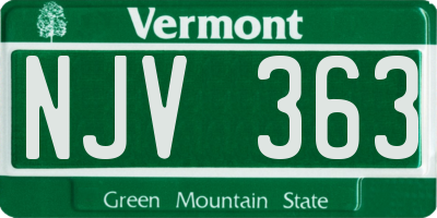 VT license plate NJV363
