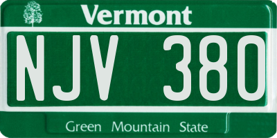 VT license plate NJV380