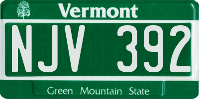 VT license plate NJV392
