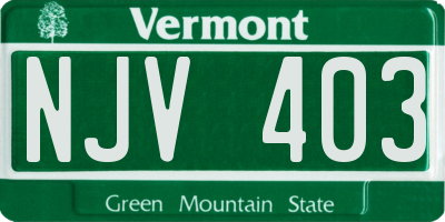 VT license plate NJV403