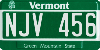 VT license plate NJV456