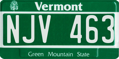 VT license plate NJV463