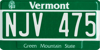 VT license plate NJV475