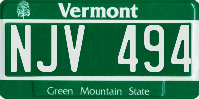 VT license plate NJV494