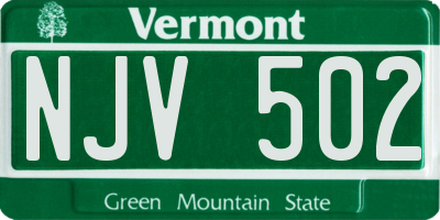 VT license plate NJV502
